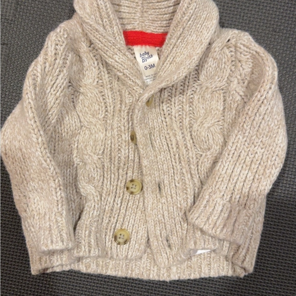 OshKosh B'gosh Cream Cable Knit Sweater Shawl Collar